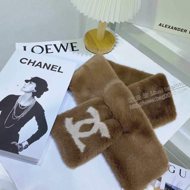 CHANEL專櫃新款網紅爆款系列女士圍巾 香奈兒毛毛領圍脖水貂毛皮草秋冬新款水貂毛圍巾  mmj1316